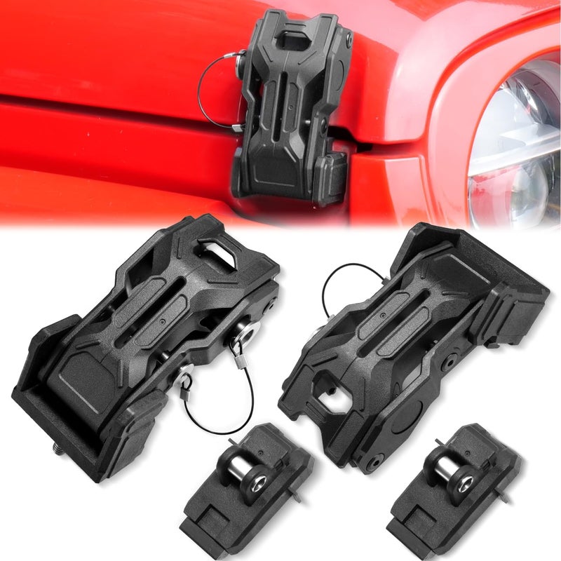 ZKJAYOE Upgraded Jeep Hood Latches with Keys, Hood Latch for 2018-2025 Jeep Wrangler JL JLU 4XE Jeep Gladiator JT, Anti-Theft Hood Lock Catch Latches Accessories, Off-Road Modified Style, 1 Pair (Not for JK) - Image 1
